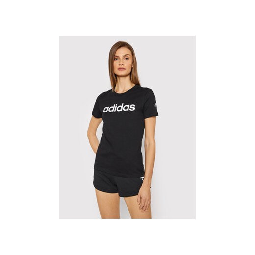 adidas T-Shirt Loungewear Essentials Logo GL0769 Czarny Slim Fit ze sklepu MODIVO w kategorii Bluzki damskie - zdjęcie 168563949