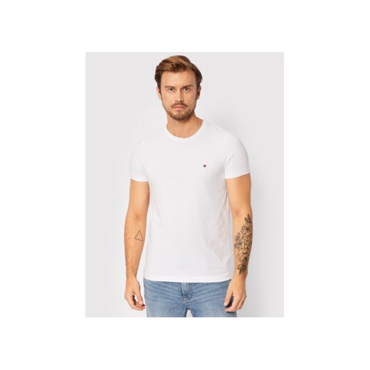 Tommy Hilfiger T-Shirt Core Stretch MW0MW27539 Biały Slim Fit ze sklepu MODIVO w kategorii T-shirty męskie - zdjęcie 168564367