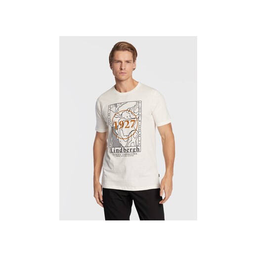 Lindbergh T-Shirt 30-420123 Biały Regular Fit ze sklepu MODIVO w kategorii T-shirty męskie - zdjęcie 168564876