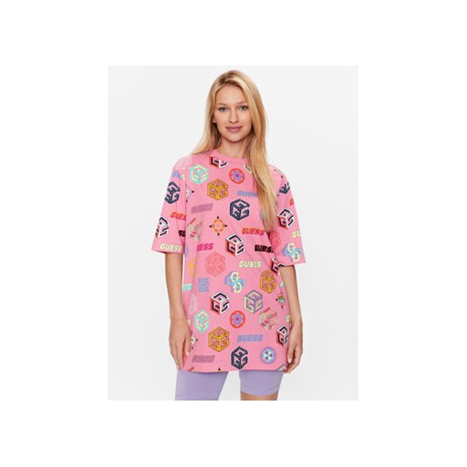 Guess T-Shirt V3YI05 I3Z14 Różowy Regular Fit ze sklepu MODIVO w kategorii Bluzki damskie - zdjęcie 168565665