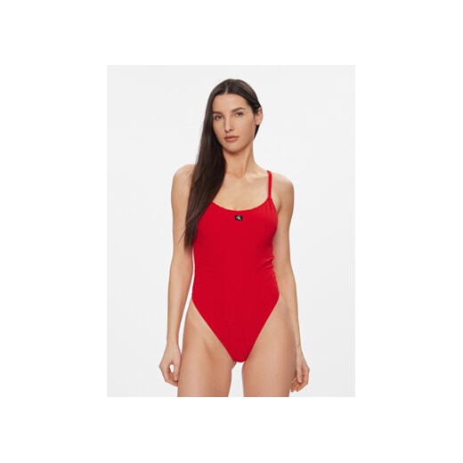 Calvin Klein Swimwear Strój kąpielowy KW0KW02475 Czerwony ze sklepu MODIVO w kategorii Stroje kąpielowe - zdjęcie 168566645