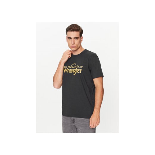 Wrangler T-Shirt Logo 112341249 Czarny Regular Fit ze sklepu MODIVO w kategorii T-shirty męskie - zdjęcie 168566858