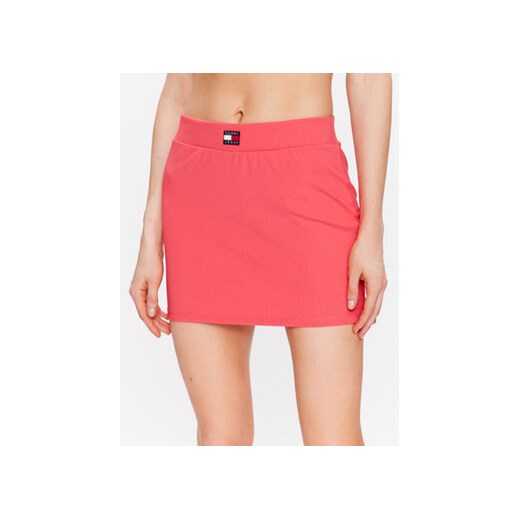 Tommy Jeans Spódnica mini Badge DW0DW15389 Różowy Slim Fit ze sklepu MODIVO w kategorii Spódnice - zdjęcie 168567067