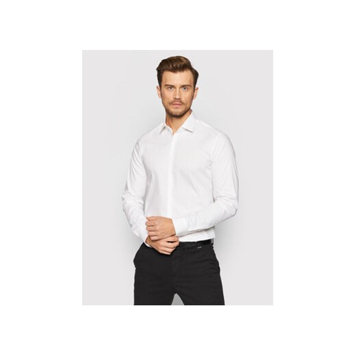 Calvin Klein Koszula K10K108229 Biały Slim Fit ze sklepu MODIVO w kategorii Koszule męskie - zdjęcie 168568838