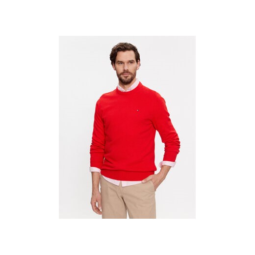 Tommy Hilfiger Sweter MW0MW28046 Czerwony Regular Fit ze sklepu MODIVO w kategorii Swetry męskie - zdjęcie 168571017