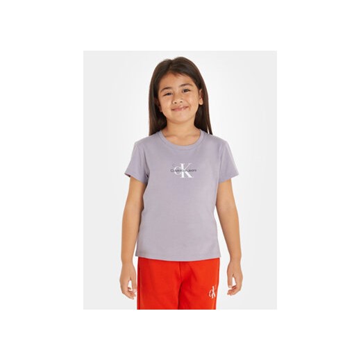 Calvin Klein Jeans T-Shirt Micro Monogram IG0IG01470 Fioletowy Regular Fit ze sklepu MODIVO w kategorii Bluzki dziewczęce - zdjęcie 168573329