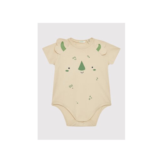 United Colors Of Benetton Body dziecięce 3P4ZAB001 Beżowy Regular Fit ze sklepu MODIVO w kategorii Body niemowlęce - zdjęcie 168573689