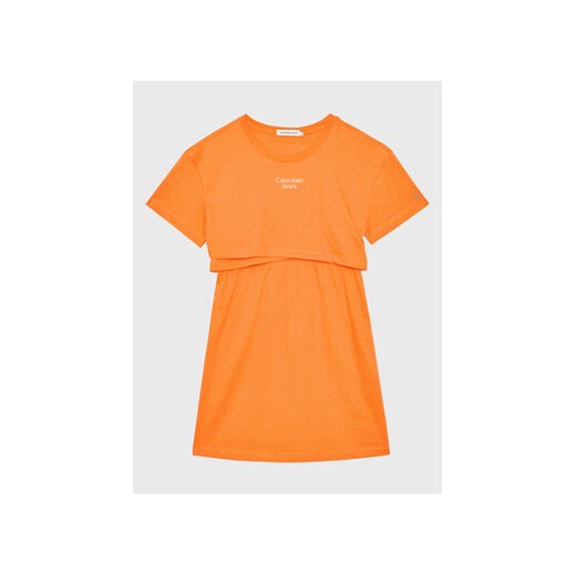 Calvin Klein Jeans Sukienka codzienna Overlap IG0IG01959 Pomarańczowy Regular Fit ze sklepu MODIVO w kategorii Sukienki dziewczęce - zdjęcie 168574607