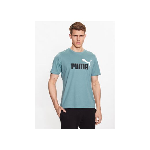 Puma T-Shirt Essentials+ 2 Col Logo 586759 Zielony Regular Fit ze sklepu MODIVO w kategorii T-shirty męskie - zdjęcie 168575358