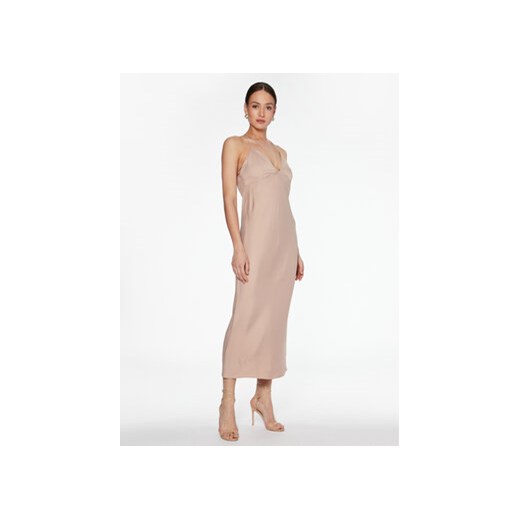Calvin Klein Sukienka koktajlowa K20K205027 Beżowy Slim Fit ze sklepu MODIVO w kategorii Sukienki - zdjęcie 168575669
