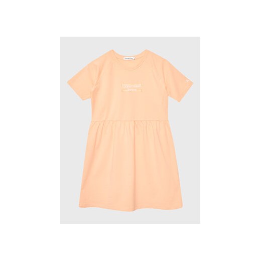 Calvin Klein Jeans Sukienka codzienna Hero Logo IG0IG01973suki Pomarańczowy Regular Fit ze sklepu MODIVO w kategorii Sukienki dziewczęce - zdjęcie 168579457