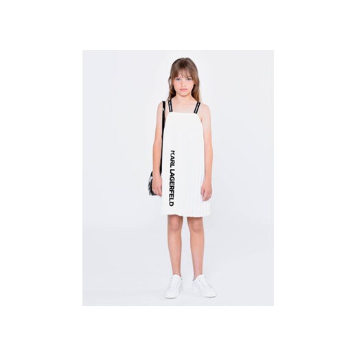 Karl Lagerfeld Kids Sukienka codzienna Z12246 S Biały Relaxed Fit ze sklepu MODIVO w kategorii Sukienki dziewczęce - zdjęcie 168580358