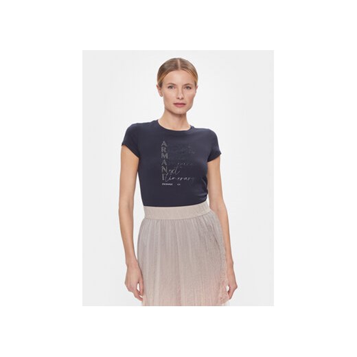 Armani Exchange T-Shirt 3DYT05 YJ3RZ 1593 Granatowy Slim Fit ze sklepu MODIVO w kategorii Bluzki damskie - zdjęcie 168581575