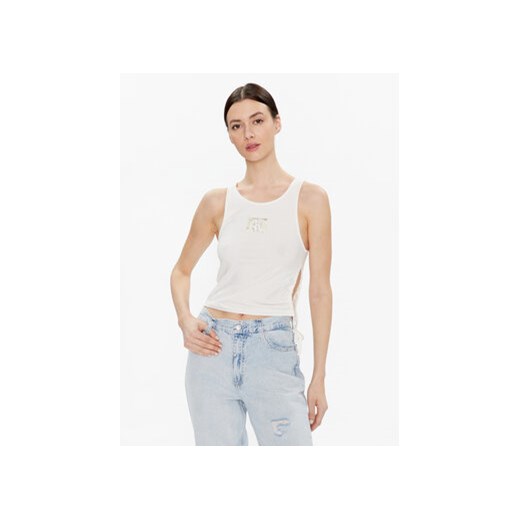 Calvin Klein Jeans Top J20J221062 Écru Regular Fit ze sklepu MODIVO w kategorii Bluzki damskie - zdjęcie 168582646
