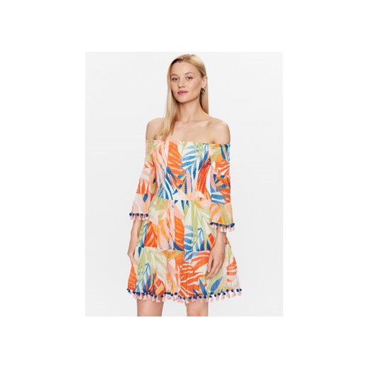 Guess Sukienka letnia W3YK42 WE340 Kolorowy Regular Fit ze sklepu MODIVO w kategorii Sukienki - zdjęcie 168584067
