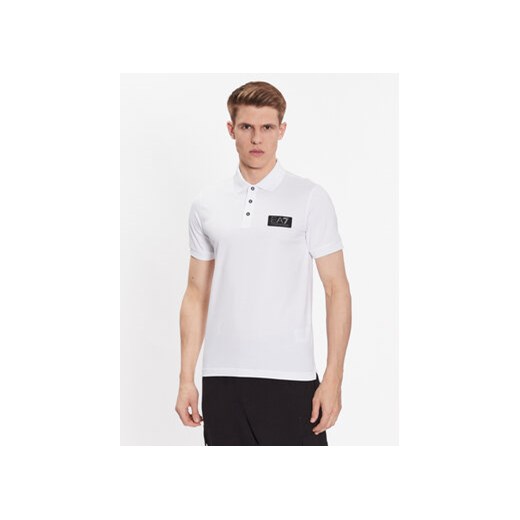 EA7 Emporio Armani Polo 3RPF78 PJBVZ 1100 Biały Regular Fit ze sklepu MODIVO w kategorii T-shirty męskie - zdjęcie 168584477