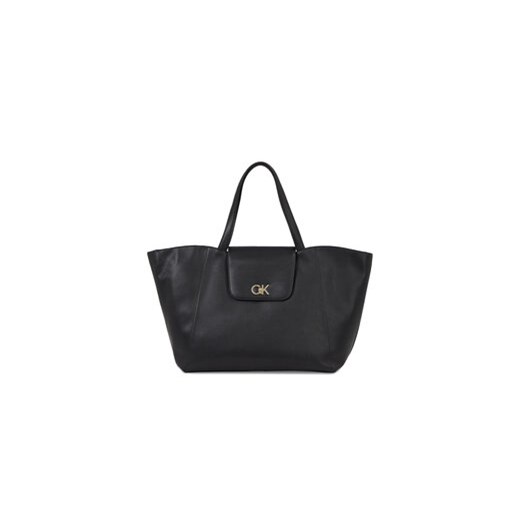 Calvin Klein Torebka Re-Lock Shopper W/Flap K60K611052 Czarny ze sklepu MODIVO w kategorii Torby Shopper bag - zdjęcie 168584488