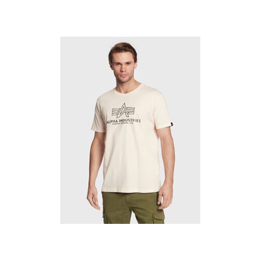 Alpha Industries T-Shirt Basic 118505 Beżowy Regular Fit ze sklepu MODIVO w kategorii T-shirty męskie - zdjęcie 168585319