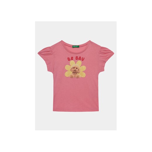 United Colors Of Benetton T-Shirt 3I1XG10DR Różowy Regular Fit ze sklepu MODIVO w kategorii Bluzki dziewczęce - zdjęcie 168587179