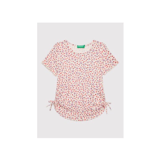 United Colors Of Benetton T-Shirt 3JKNC102M Różowy Slim Fit ze sklepu MODIVO w kategorii Bluzki dziewczęce - zdjęcie 168587297
