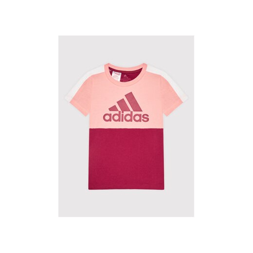 adidas T-Shirt B Cb Logo HC5663 Bordowy Regular Fit ze sklepu MODIVO w kategorii Bluzki dziewczęce - zdjęcie 168587626