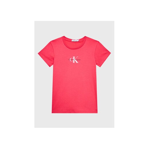 Calvin Klein Jeans T-Shirt Micro Monogram IG0IG01470 Różowy Slim Fit 16Y MODIVO wyprzedaż