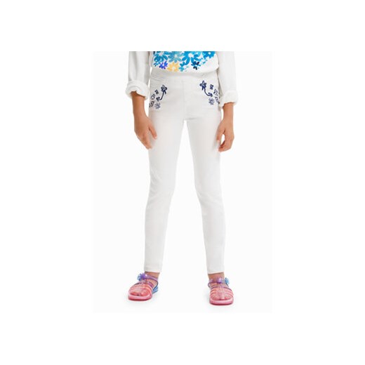 Desigual Legginsy 23SGKN01 Biały Slim Fit ze sklepu MODIVO w kategorii Spodnie dziewczęce - zdjęcie 168589319