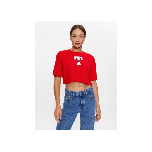 Tommy Jeans T-Shirt DW0DW16167 Czerwony Oversize ze sklepu MODIVO w kategorii Bluzki damskie - zdjęcie 168589485