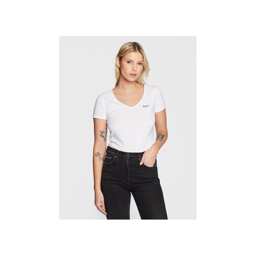 Pepe Jeans T-Shirt Corine PL505305 Biały Regular Fit ze sklepu MODIVO w kategorii Bluzki damskie - zdjęcie 168589715