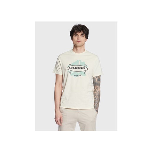 Guess T-Shirt Logo M3GI61 K9RM1 Écru Slim Fit ze sklepu MODIVO w kategorii T-shirty męskie - zdjęcie 168590857