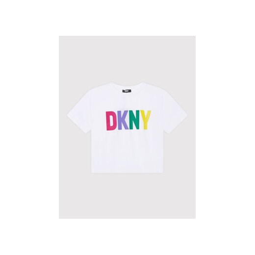 DKNY T-Shirt D35S31 S Biały Relaxed Fit ze sklepu MODIVO w kategorii Bluzki damskie - zdjęcie 168591187