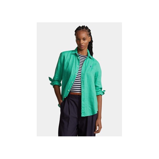 Polo Ralph Lauren Koszula Ls Rx Anw St 211920516013 Zielony Regular Fit ze sklepu MODIVO w kategorii Koszule damskie - zdjęcie 168591337
