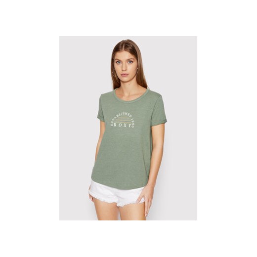 Roxy T-Shirt Oceanaholic ERJZT05354 Zielony Regular Fit ze sklepu MODIVO w kategorii Bluzki damskie - zdjęcie 168591615