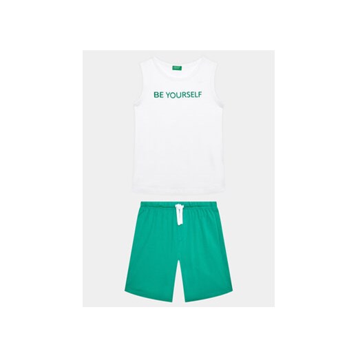 United Colors Of Benetton Komplet t-shirt i spodenki 3096CK005 Biały Regular Fit ze sklepu MODIVO w kategorii Komplety chłopięce - zdjęcie 168591978