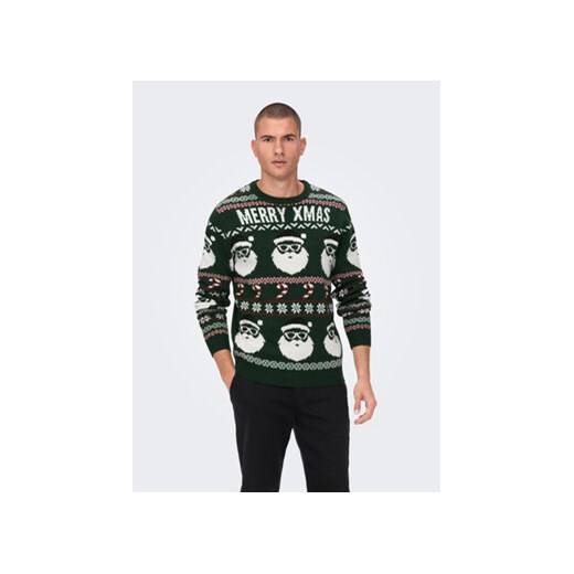 Only & Sons Sweter Xmas Santa 22023994 Zielony Regular Fit ze sklepu MODIVO w kategorii Swetry męskie - zdjęcie 168591979