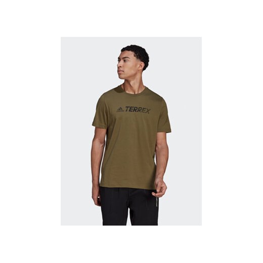 adidas T-Shirt Terrex Classic Logo HF3283 Zielony Regular Fit ze sklepu MODIVO w kategorii T-shirty męskie - zdjęcie 168593086