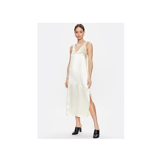 Calvin Klein Sukienka koktajlowa Naia K20K205191 Beżowy Slim Fit ze sklepu MODIVO w kategorii Sukienki - zdjęcie 168593115