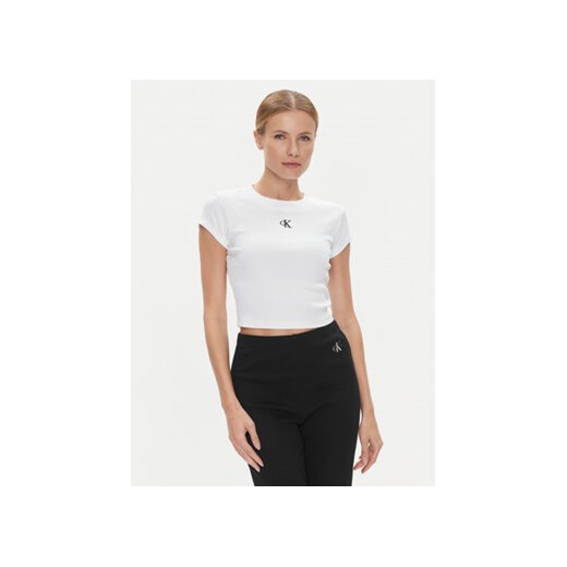 Calvin Klein Jeans T-Shirt J20J218337 Biały Slim Fit ze sklepu MODIVO w kategorii Bluzki damskie - zdjęcie 168596099