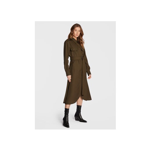 Victoria Victoria Beckham Sukienka koszulowa 1322WDR003876B Khaki Regular Fit ze sklepu MODIVO w kategorii Sukienki - zdjęcie 168596128