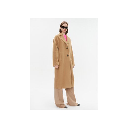 Pinko Płaszcz wełniany 101976 A182 Brązowy Regular Fit ze sklepu MODIVO w kategorii Płaszcze damskie - zdjęcie 168596998