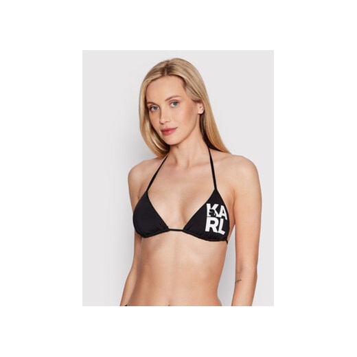 KARL LAGERFELD Góra od bikini Printed Logo KL22WTP01 Czarny ze sklepu MODIVO w kategorii Stroje kąpielowe - zdjęcie 168598089