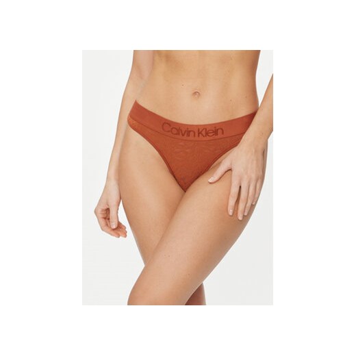 Calvin Klein Underwear Stringi 000QF7287E Beżowy ze sklepu MODIVO w kategorii Majtki damskie - zdjęcie 168599155