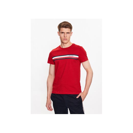 Tommy Hilfiger T-Shirt Monotype Chest Stripe MW0MW32119 Czerwony Slim Fit ze sklepu MODIVO w kategorii T-shirty męskie - zdjęcie 168600307