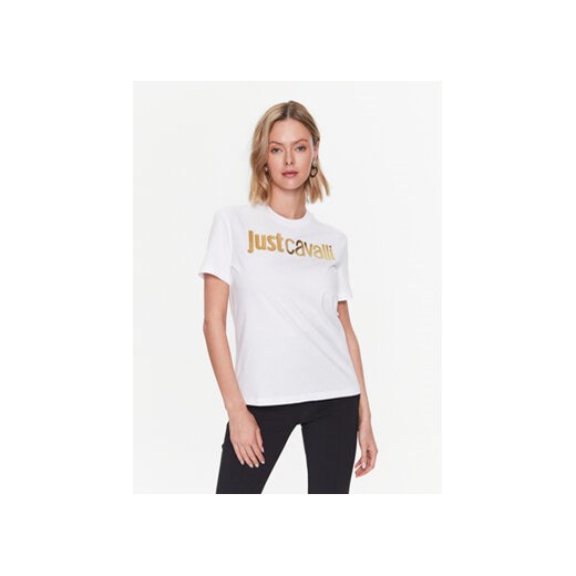 Just Cavalli T-Shirt 74PBHF00 Biały Regular Fit ze sklepu MODIVO w kategorii Bluzki damskie - zdjęcie 168600775