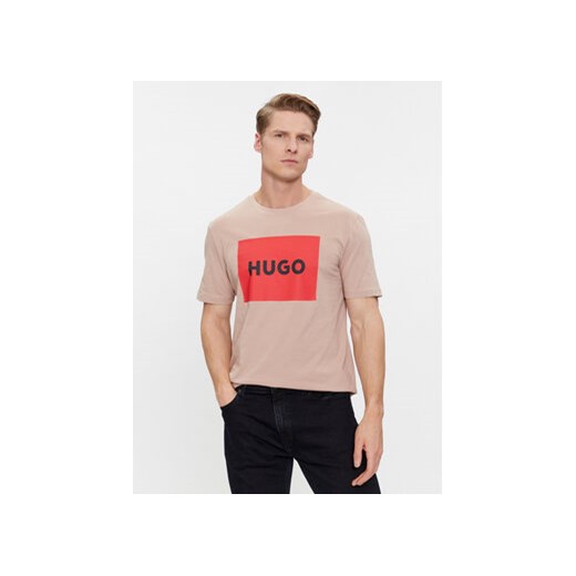 Hugo T-Shirt Dulive222 50467952 Beżowy Regular Fit ze sklepu MODIVO w kategorii T-shirty męskie - zdjęcie 168602005