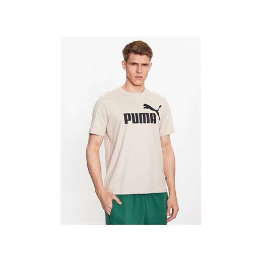 Puma T-Shirt Essentials Logo 586667 Beżowy Regular Fit ze sklepu MODIVO w kategorii T-shirty męskie - zdjęcie 168602207