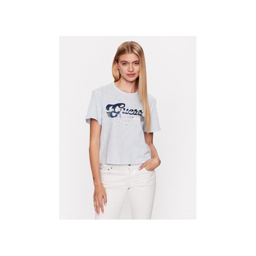 Guess T-Shirt Logo W3GI33 KB3P0 Niebieski Boxy Fit ze sklepu MODIVO w kategorii Bluzki damskie - zdjęcie 168604216