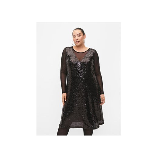 Zizzi Sukienka koktajlowa M59194B Czarny Regular Fit ze sklepu MODIVO w kategorii Sukienki - zdjęcie 168604428