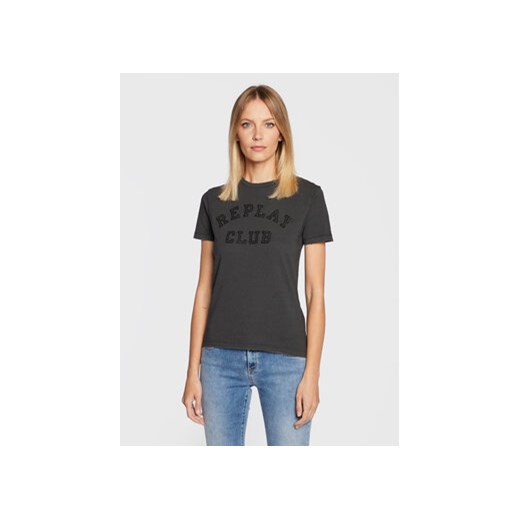 Replay T-Shirt W3510A.000.22662M Czarny Slim Fit ze sklepu MODIVO w kategorii Bluzki damskie - zdjęcie 168604829