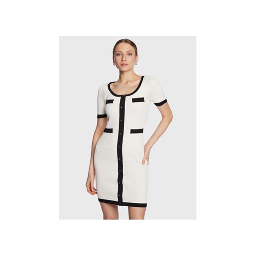 Fracomina Sukienka dzianinowa FS23SD5005K41701 Biały Slim Fit ze sklepu MODIVO w kategorii Sukienki - zdjęcie 168605719